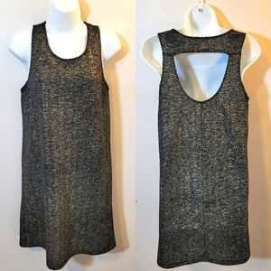 44-Everly Black Shiney Gold Sleeveless Mini Size Medium Cut out back Dress